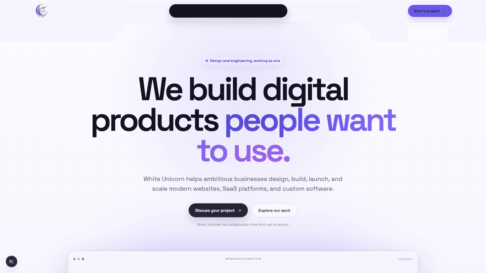 White Unicorn website experience preview